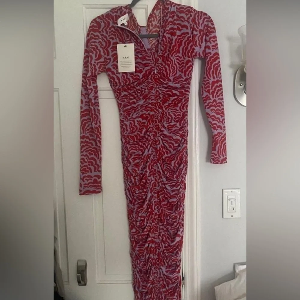 A.L.C. Red and Lavender Wave Dress - Picture 3 of 5